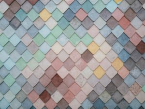 Mosaic of different colored tiles