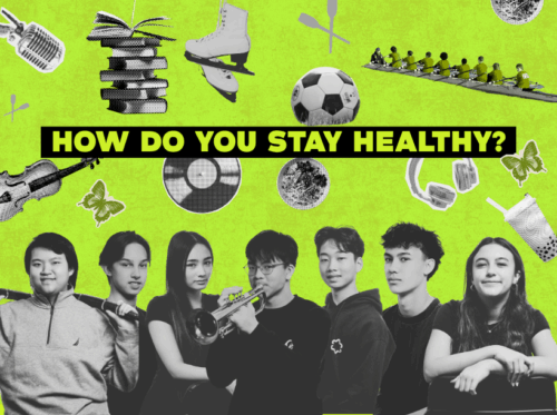 Graphic of seven Seattle teens with various objects and text overlay that reads, 